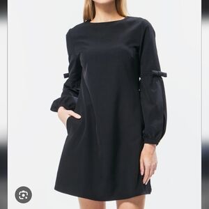 Migle+me Black Long Sleeve Mini Dress Size Small With Balloon Bow Sleeve